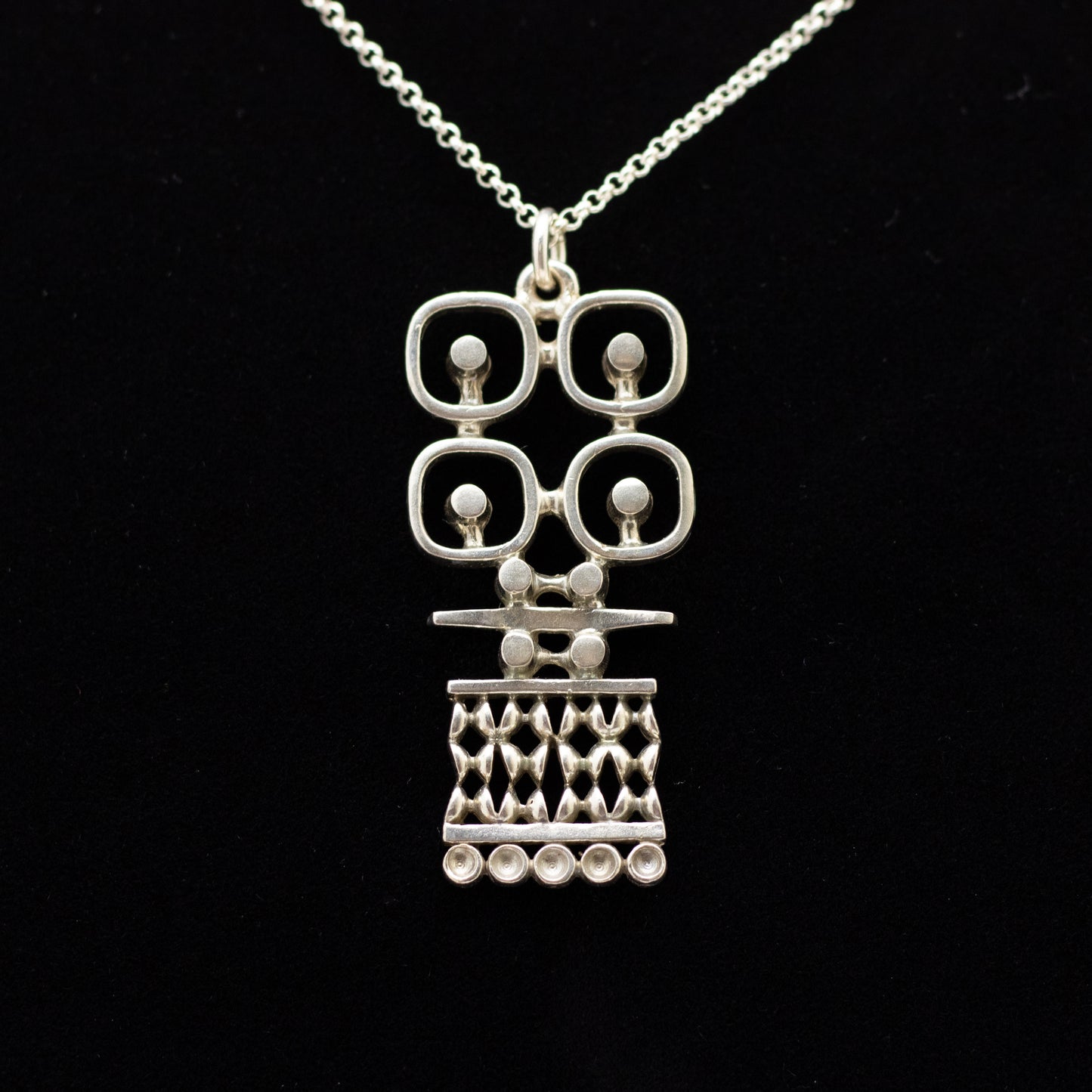 Jorma Laine Vintage Finnish Silver Pendant with Geometric Modernist Design