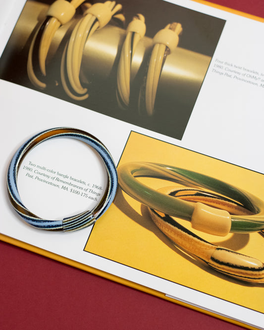 Lea Stein Blue and Brown Vintage Bangle Bracelet