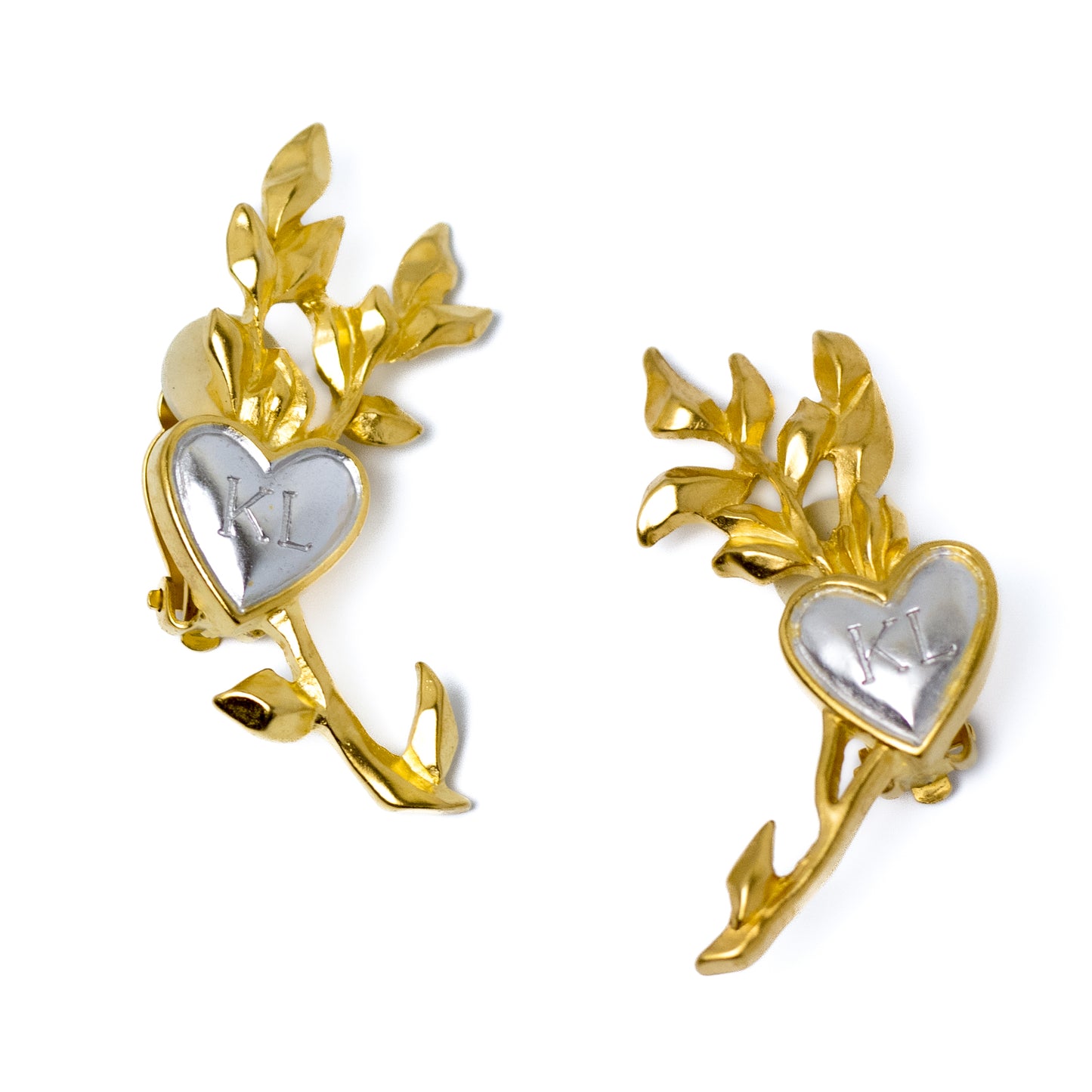 Karl Lagerfeld Vintage Logo Hearts Clip-on Earrings