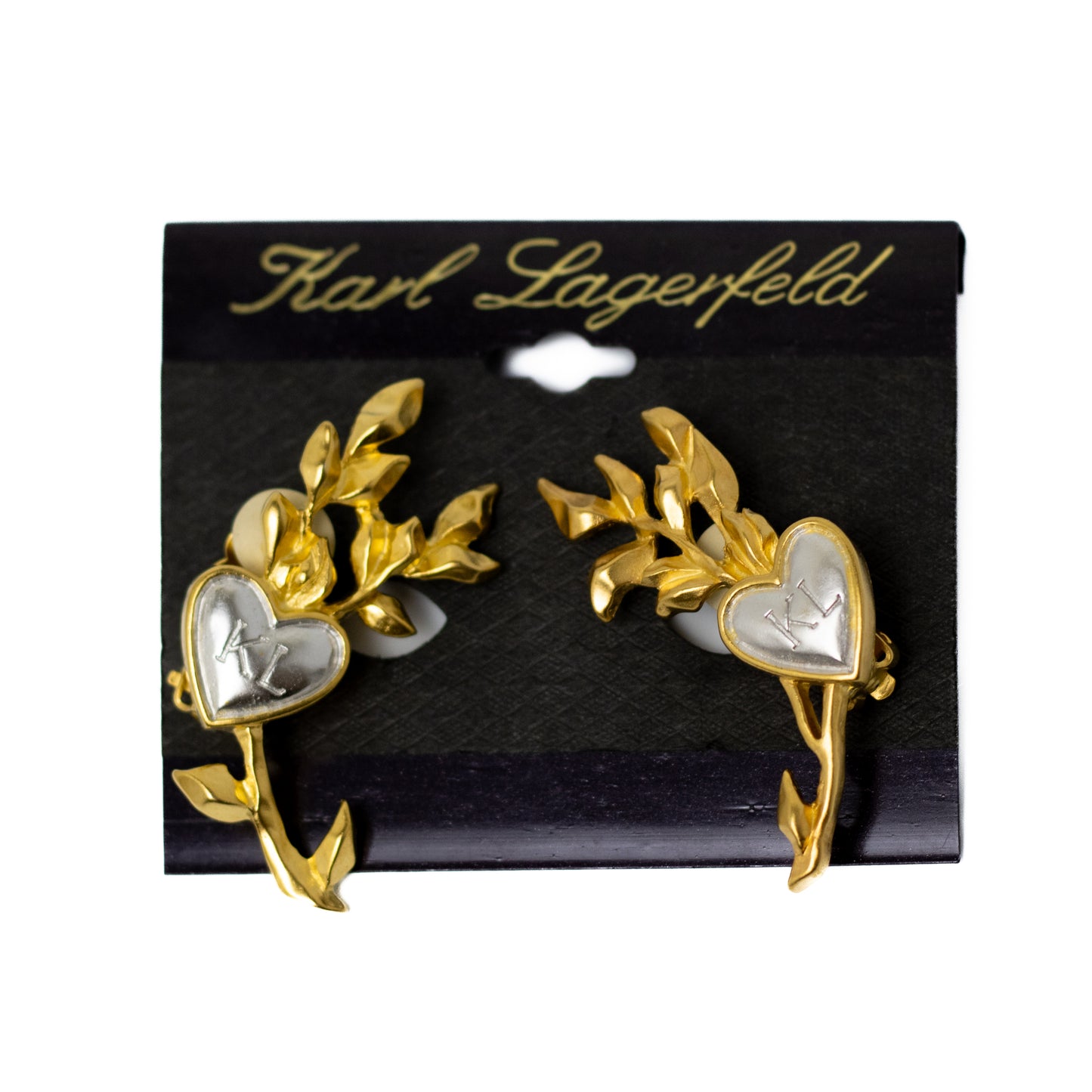 Karl Lagerfeld Vintage Logo Hearts Clip-on Earrings