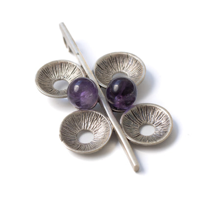 Theodor Fahrner Vintage Brutalist Silver Pendant with Amethyst Spheres