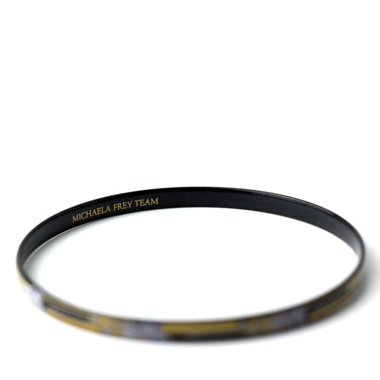 Michaela Frey Team Vintage Enamel Bangle with Gold and Pink Floral Design