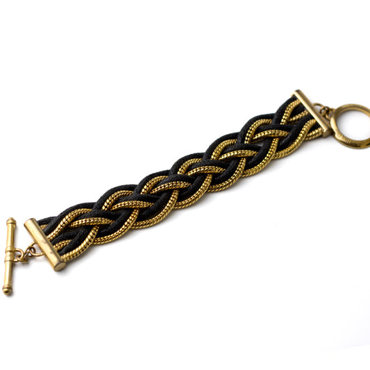 Christian Dior Braided Rope and Chain Vintage Bracelet with Signed Toggle Clasp