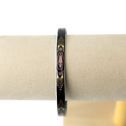 Steinböck Austria Vintage Enamel Bangle with Pink and Gold Art Deco Design