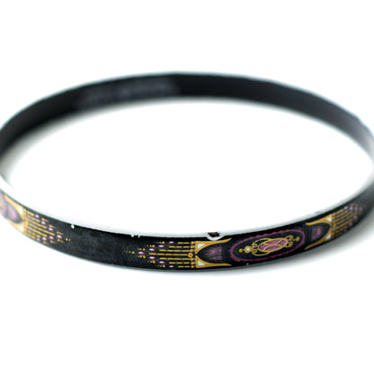 Steinböck Austria Vintage Enamel Bangle with Pink and Gold Art Deco Design