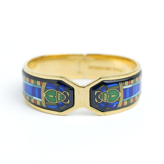 Michaela Frey Freywille Vintage Scarab Enamel Bangle in Art Deco Egyptian Revival Style