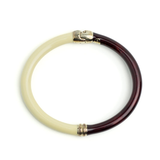 Flli Manegatti Vintage Italian Sterling Silver and Resin Hinge Bangle