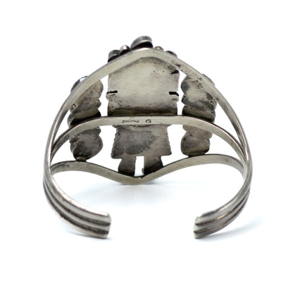 Native American Sterling Silver Kachina Vintage Cuff With Turquoise