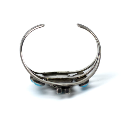Native American Sterling Silver Kachina Vintage Cuff With Turquoise