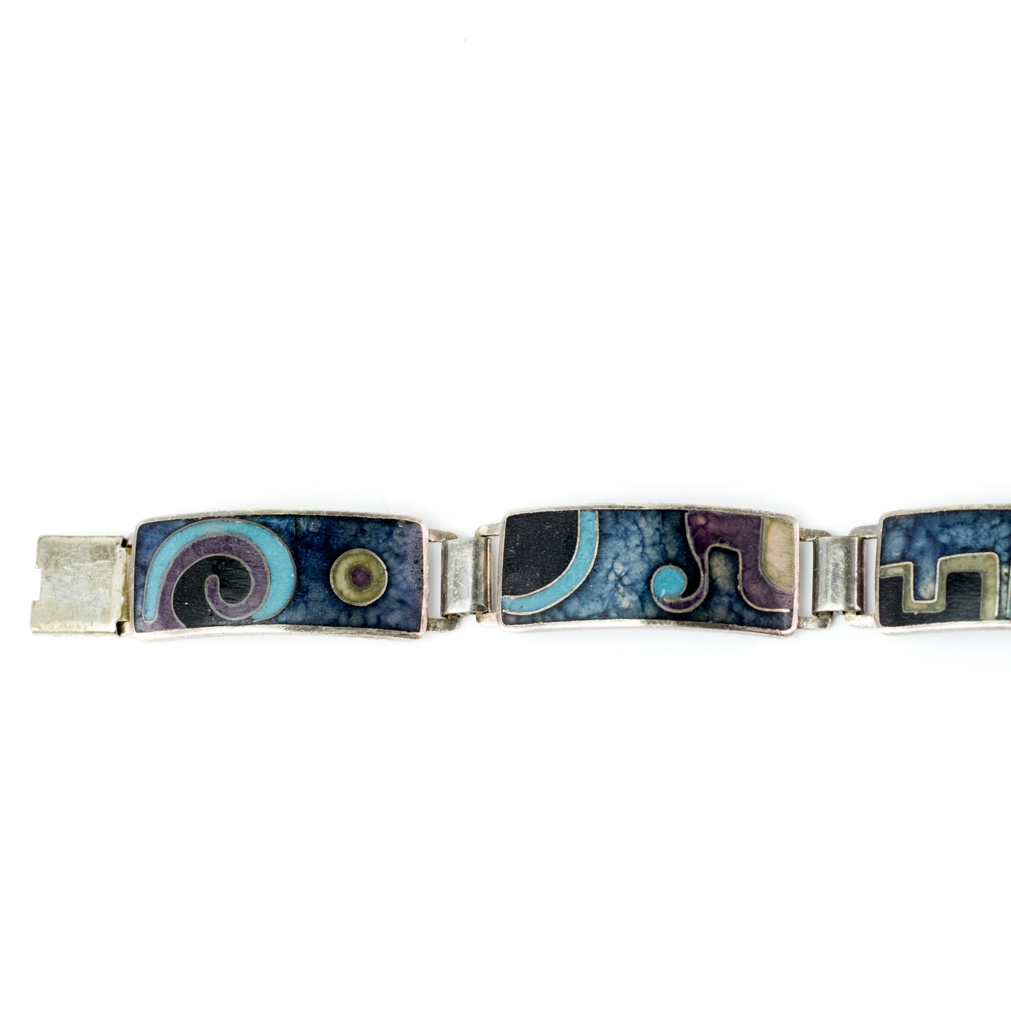 Bracelet vintage en émail Perli bleu noir violet Allemagne
