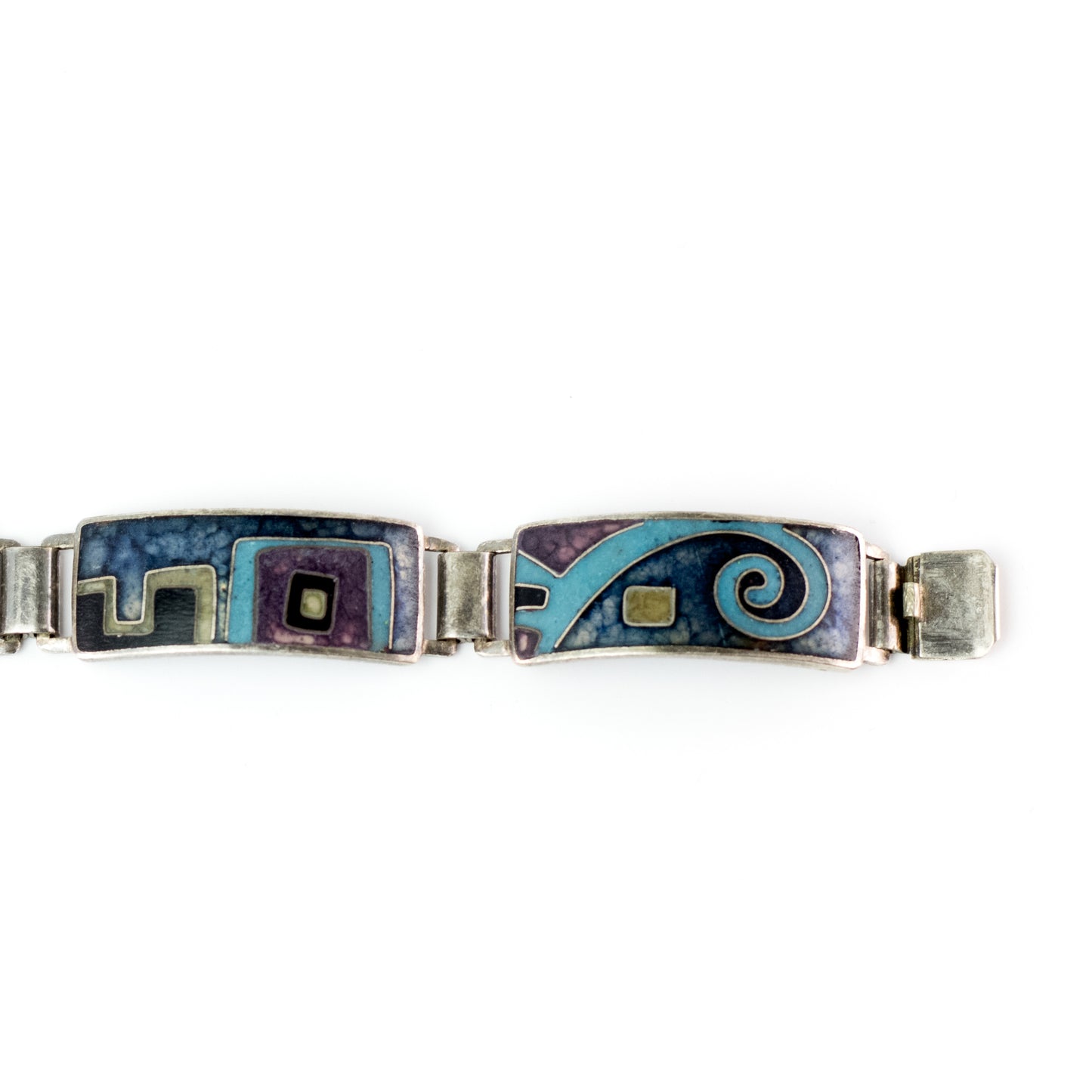 Bracelet vintage en émail Perli bleu noir violet Allemagne