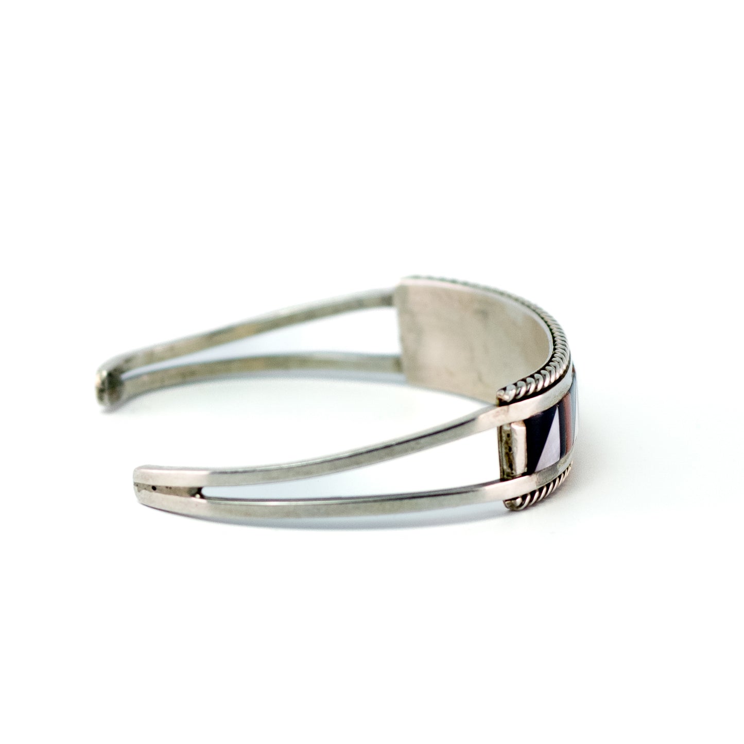 Bracelet manchette enfant vintage de style Zuni avec incrustations turquoise