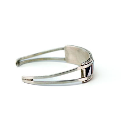 Bracelet manchette enfant vintage de style Zuni avec incrustations turquoise
