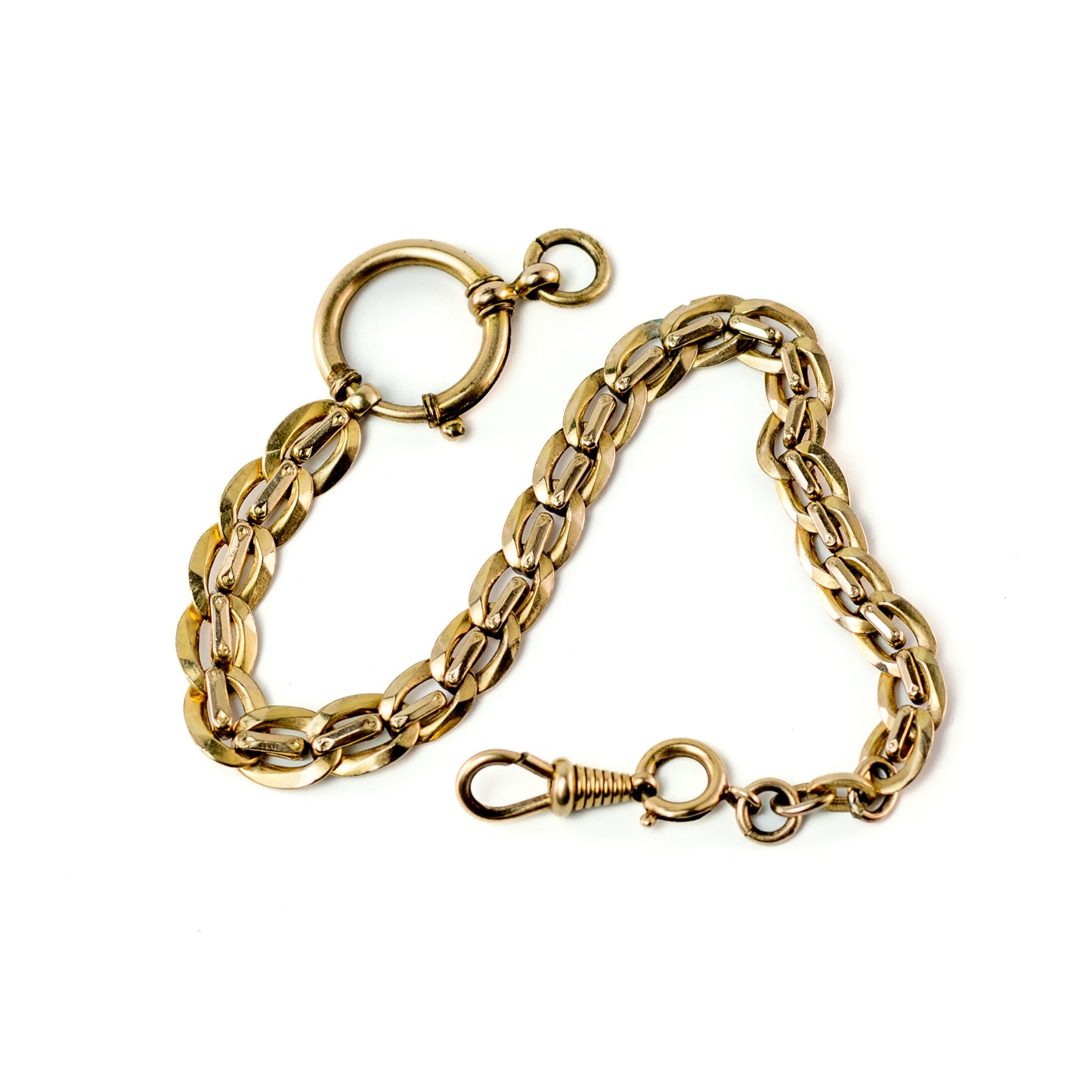 Antique A.D. Am Double Watch Chain With Spring Ring Clasp