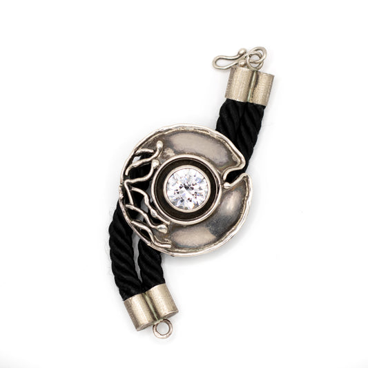 Armband aus modernistischer, brutalistischer Vintage-Seide in Silber und Schwarz