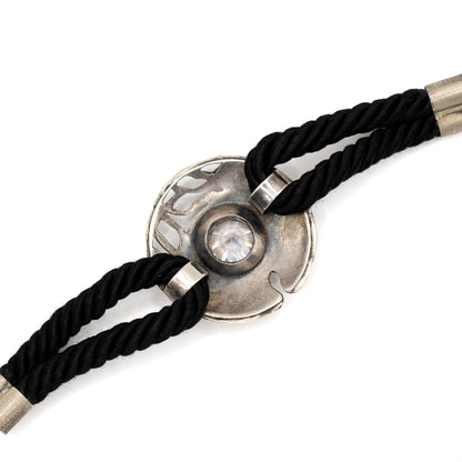 Modernist Brutalist Vintage Silver And Black Silk Bracelet