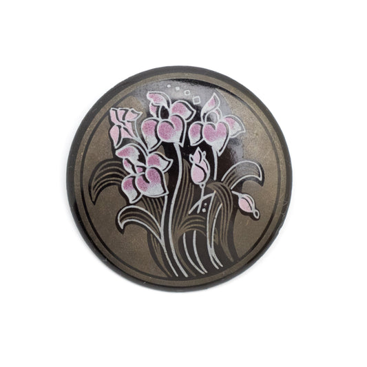 Michaela Frey Pink Floral Enamel Vintage Brooch
