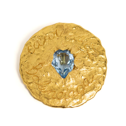 Balenciaga Vintage Gold-Tone CŒUR D’ÉTÉ Brooch with Aquamarine Crystal