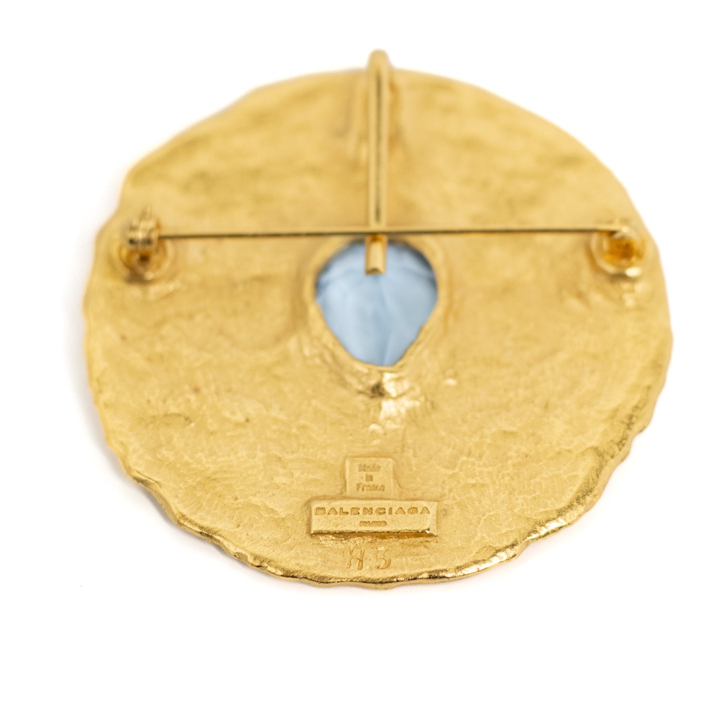 Balenciaga Vintage Gold-Tone CŒUR D’ÉTÉ Brooch with Aquamarine Crystal