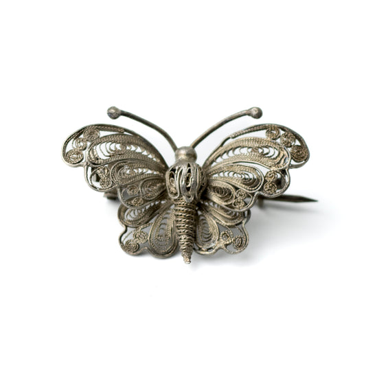 Silver Filigree Butterfly Pin