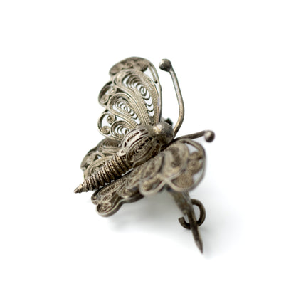 Silver Filigree Butterfly Pin