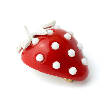 Crown Trifari Strawberry Pin in Red and White