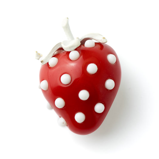 Crown Trifari Strawberry Pin in Red and White