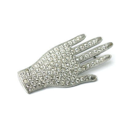 Art Deco Hand Pin with Pavé Rhinestones