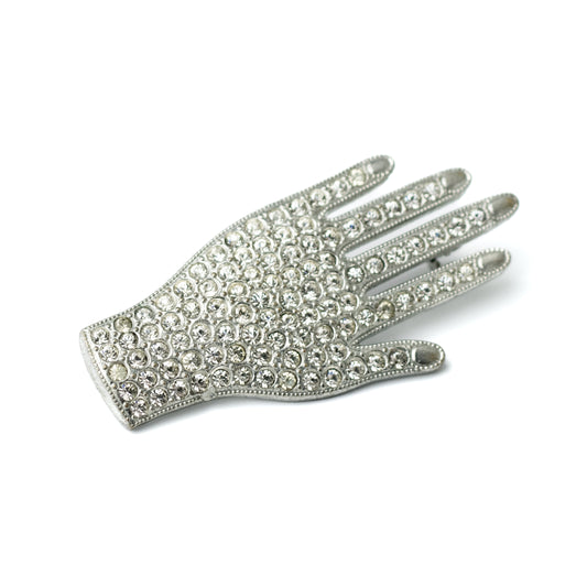 Art Deco Hand Pin with Pavé Rhinestones