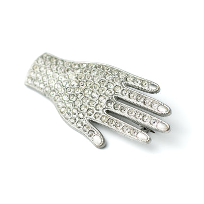 Art Deco Hand Pin with Pavé Rhinestones
