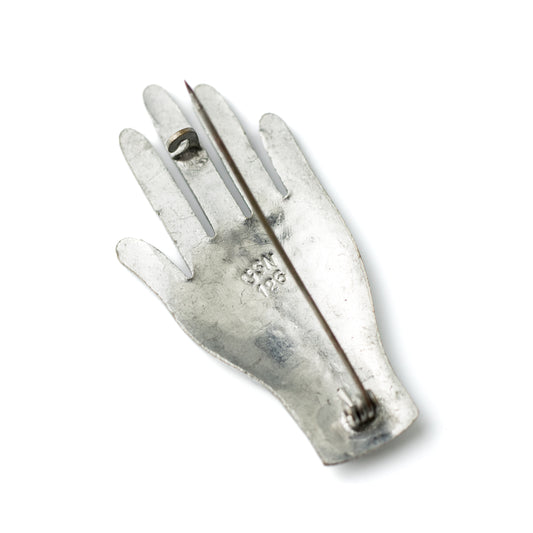 Art Deco Hand Pin with Pavé Rhinestones