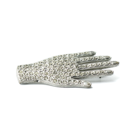 Art Deco Hand Pin with Pavé Rhinestones