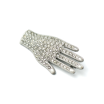 Art Deco Hand Pin with Pavé Rhinestones