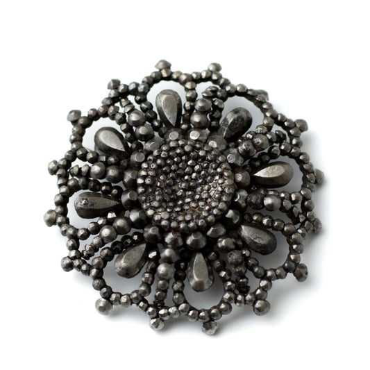 Victorian Cut Steel Brooch with Rotating Center