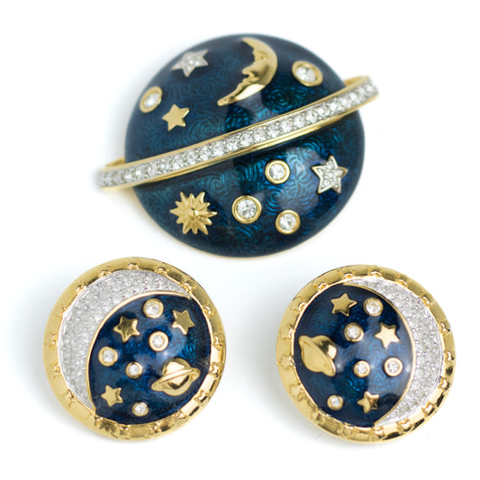 Swarovski Vintage Celestial Jewelry Set of Brooch and Earrings