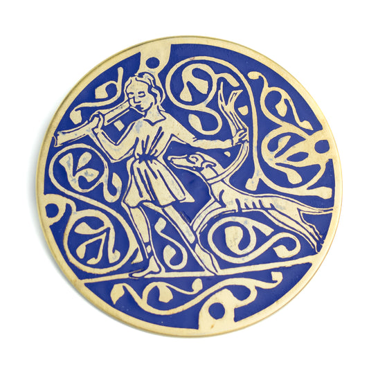 MMA Sterling Silver Medieval Hunt Brooch Pendant with Blue Enamel