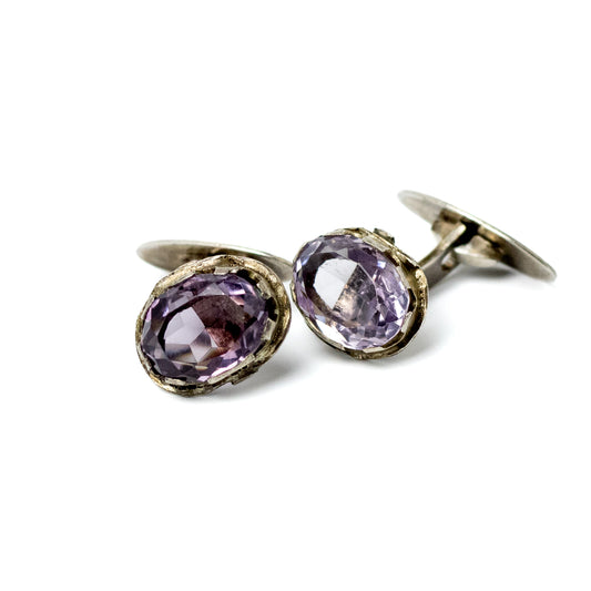 Fühner & Assmus Vintage Silver Cufflinks with Amethysts