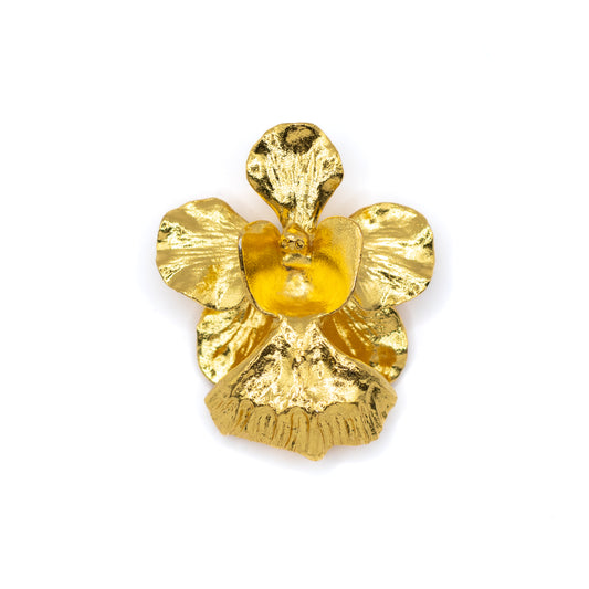 Broche pendentif orchidée plaqué or 24 carats Risis Vintage