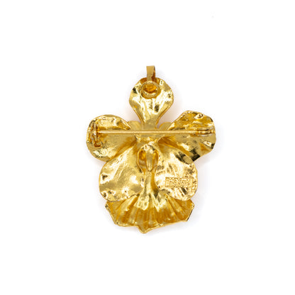 Risis Vintage 24K vergoldete Orchideen-Anhänger-Brosche