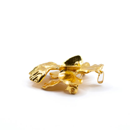 Risis Vintage 24K vergoldete Orchideen-Anhänger-Brosche