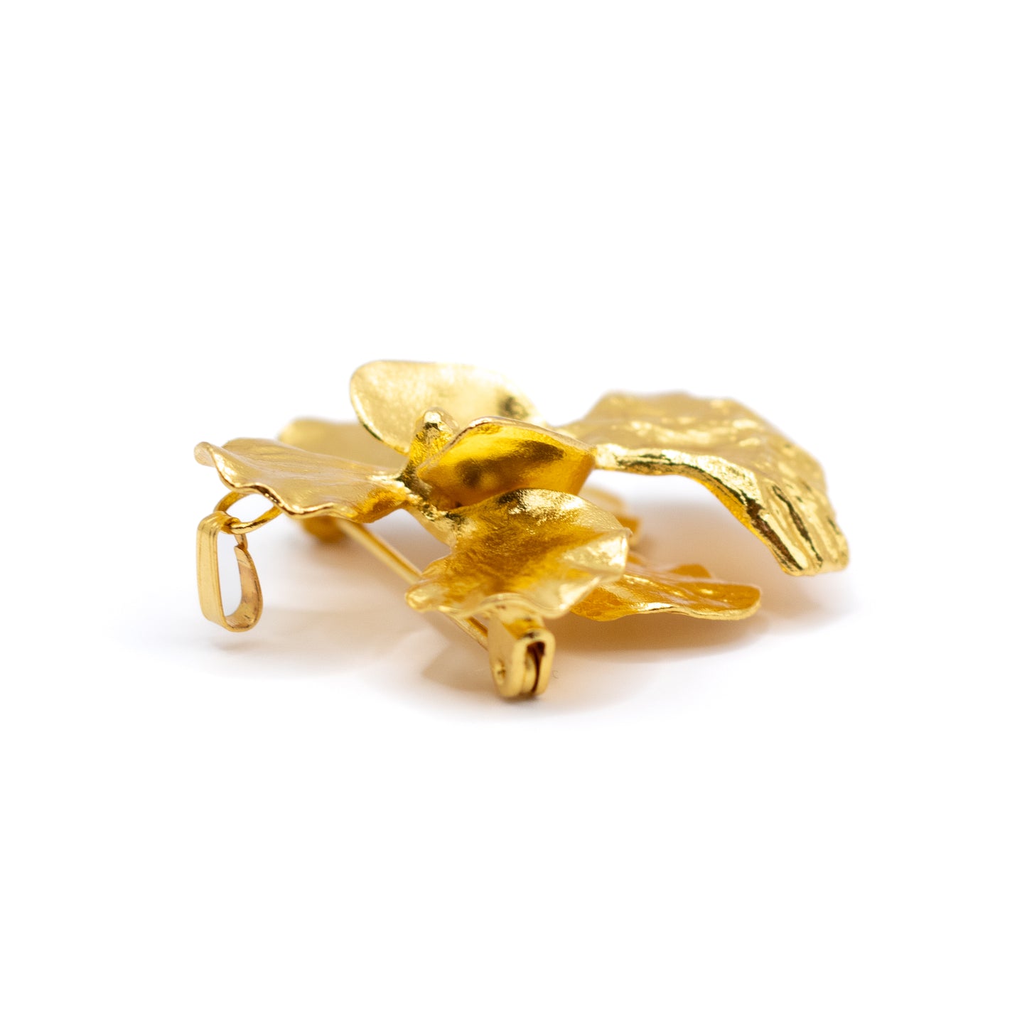 Risis Vintage 24K vergoldete Orchideen-Anhänger-Brosche