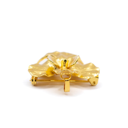 Risis Vintage 24K vergoldete Orchideen-Anhänger-Brosche