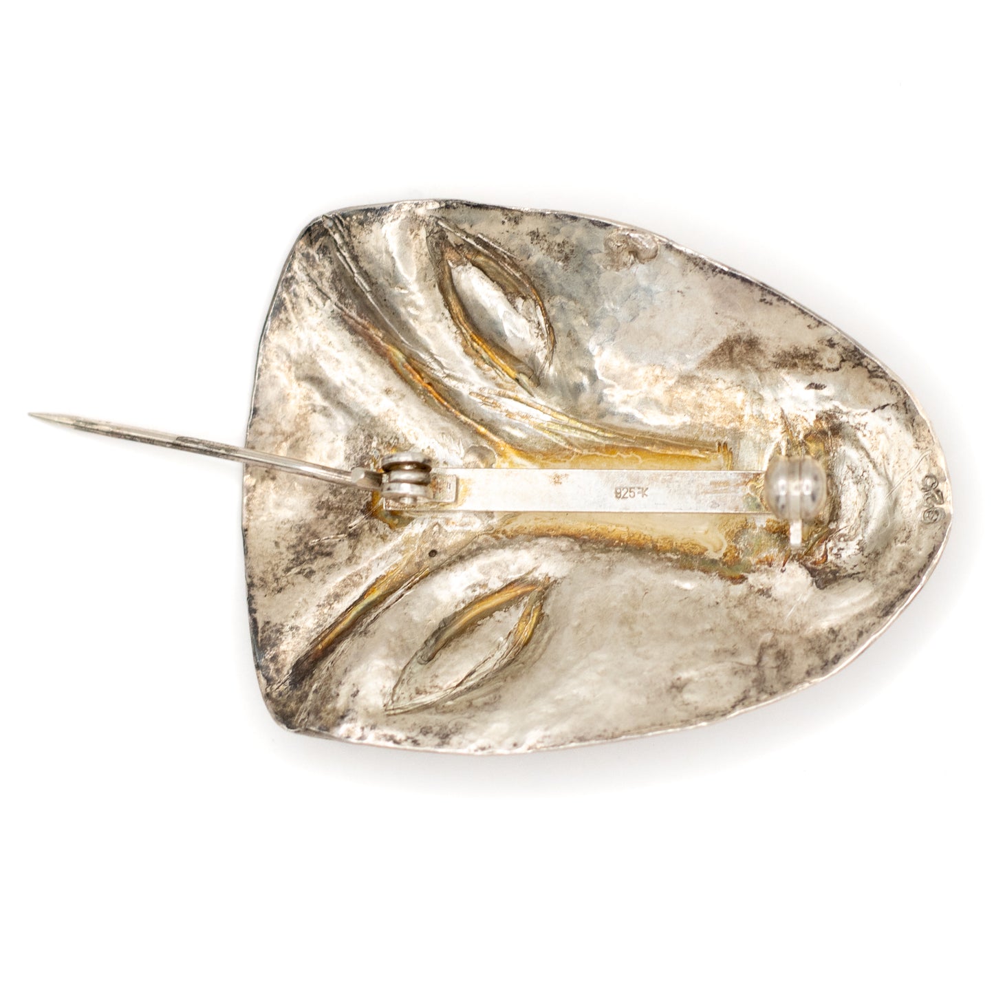 Sterling Silver Vintage Mask Brooch With Patina