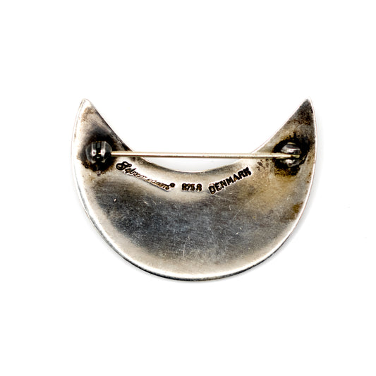 Crescent Moon Vintage Danish Modernist Silver Brooch by Sølvsmeden i Kolding