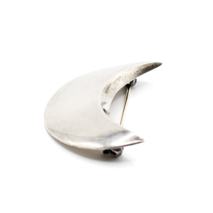 Crescent Moon Vintage Danish Modernist Silver Brooch by Sølvsmeden i Kolding