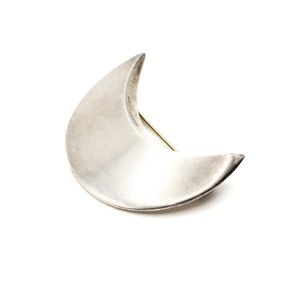 Crescent Moon Vintage Danish Modernist Silver Brooch by Sølvsmeden i Kolding