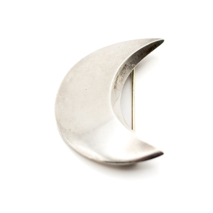 Crescent Moon Vintage Danish Modernist Silver Brooch by Sølvsmeden i Kolding