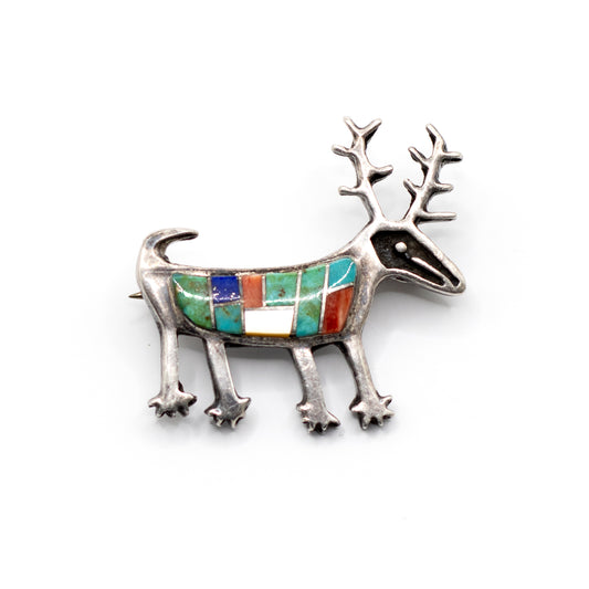 Vintage Kritters Sterling Silver Inlay Deer Brooch