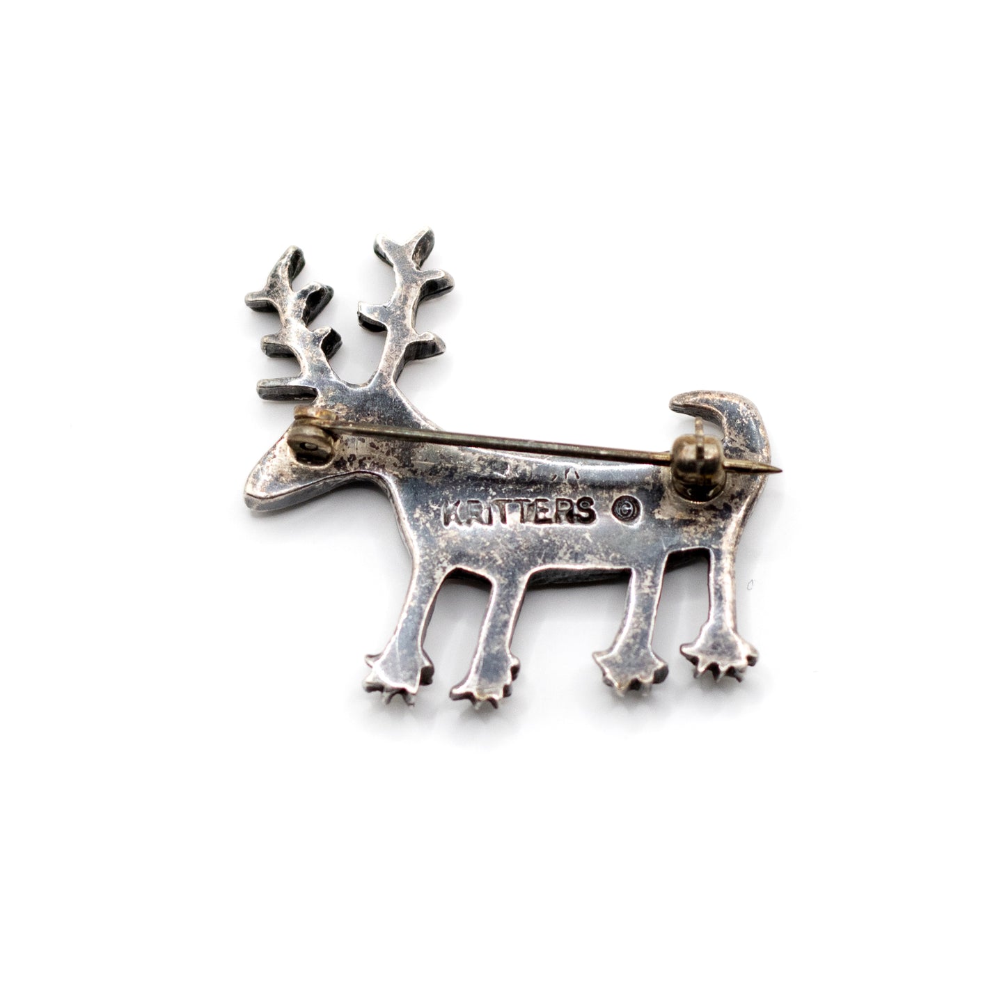 Vintage Kritters Sterling Silber Intarsien Reh Brosche
