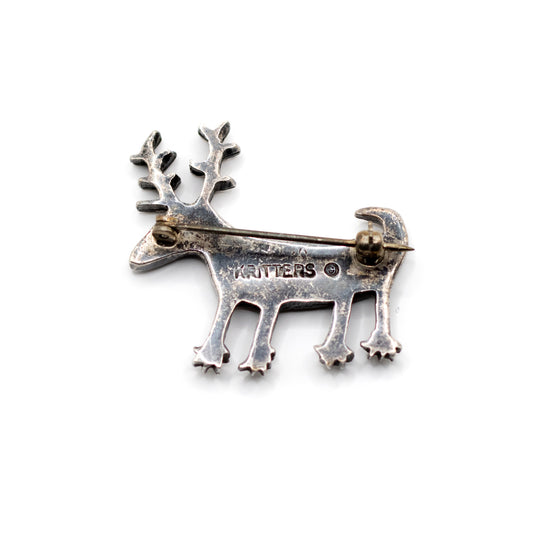 Vintage Kritters Sterling Silver Inlay Deer Brooch